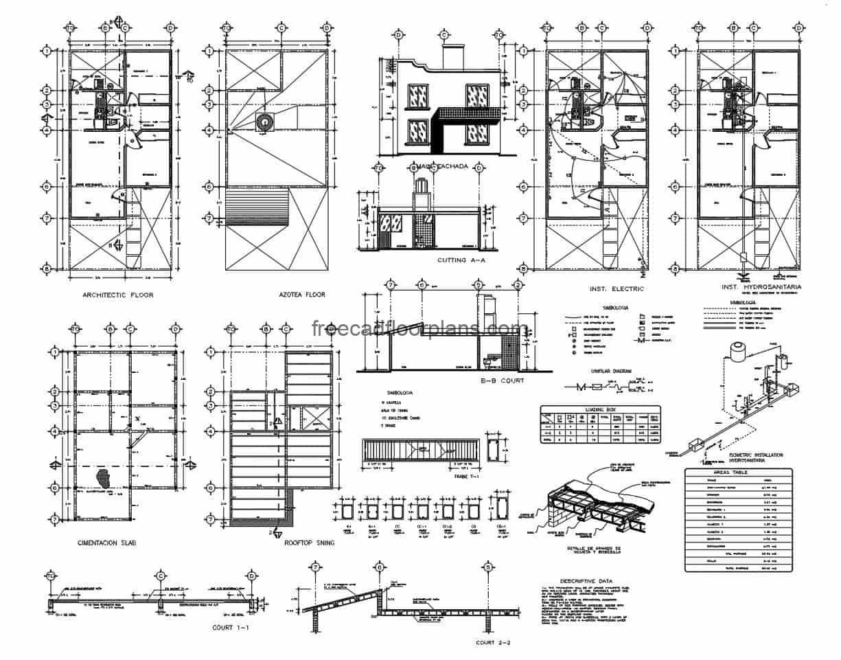  Simple  House  With Technical Details Autocad Plan  1907201 